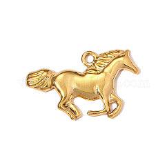 Anhänger aus Edelstahl 304, Pferd Anhänger / charms, Hochglanzpolierte Oberfläche, Ionenbeschichtung (ip), echtes 18k vergoldet, 35x22 mm