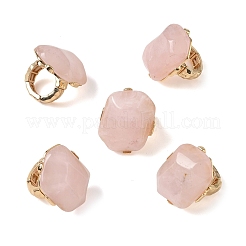 Bagues pour femmes en quartz rose naturel et alliage&nbsp;RJEW-G375-01G-01