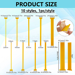10個 10スタイル アクリル製本定規  製本用品  ゴールド  200x19.5~39.5x3mm  ピン：2.8~29.5mm  1個/スタイル&nbsp;DIY-BC0016-53E