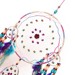 Железная тканая паутина/сетка с подвесками из перьев AJEW-B016-05