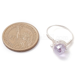 Круглые стеклянные и ракушечные перстни RJEW-JR00795