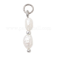 Подвески из натурального барочного жемчуга кеши и синтетического немагнитного гематита с гальваническим покрытием.&nbsp;PALLOY-JF04993-02