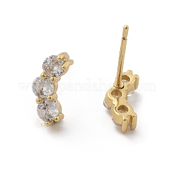 Messing Micro Pave klare Zirkonia Ohrstecker&nbsp;LS-EJEW-R016-01G-01