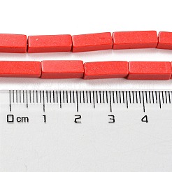 合成インペリアルジャスパー染めビーズ連売り  イミテーションレッドハウライト  長方形  レッド  13~13.5x4~4.5x4~4.5mm  穴：1.4mm  約28~29個/連  14.49''~14.96''（36.8~38センチメートル）&nbsp;G-D077-C01-02