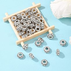 Плоские круглые античный посеребренные сплав горный хрусталь европейских бусы X-ALRI-Q228-10H