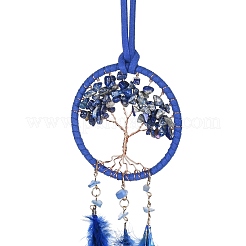 Железная тканая паутина/сетка с подвесками из перьев AJEW-P097-09