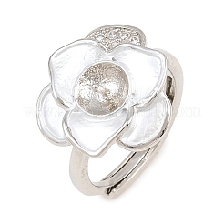 Anillo brazalete de latón con microengaste de circonitas cúbicas y esmalte en forma de flor.&nbsp;KK-CBAC351-06P-03