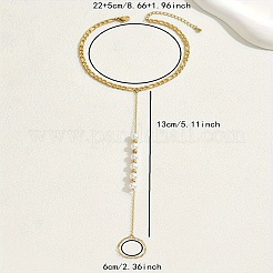 Браслеты на ногу из нержавеющей стали 201 и круглого пластика с имитацией жемчуга для пляжа&nbsp;NV4533