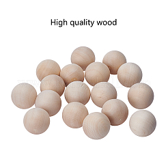 Boule ronde en bois naturel&nbsp;WOOD-GF0001-12-25mm