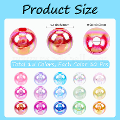 15 цвет прозрачных акриловых бусин&nbsp;MACR-PA0001-04B