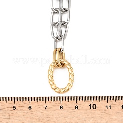Двухцветная цепочка-подвеска из нержавеющей стали 304 в форме витого овального кольца для женщин&nbsp;NJEW-T020-02B-GP