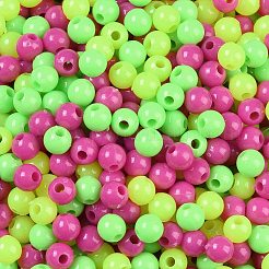 不透明なアクリルビーズ  ラウンド  緑黄  4mm  穴：1.2mm&nbsp;OACR-H118-07B-01