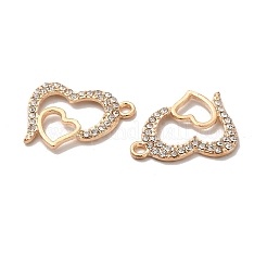合金ラインストーンペンダント  ダブルハートチャーム  ゴールドカラー  23x18x2mm  穴：2mm&nbsp;FIND-G055-09G