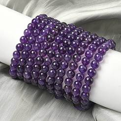 Браслеты из натуральных аметистовых бусин для женщин&nbsp;BJEW-H636-01