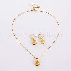 Комплекты из серег-колец и ожерелий с подвесками в форме капли из нержавеющей стали 304 JV5633-3