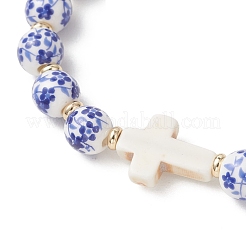 Pulseras de cuentas de porcelana y turquesa sintética hechas a mano&nbsp;BJEW-JB13571