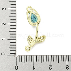 Ciondoli con connettore a forma di fiore in micro pavé di zirconi trasparenti in ottone placcato a cremagliera&nbsp;KK-Z043-03E