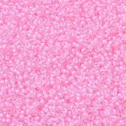 MIYUKIラウンドロカイユビーズ  日本製シードビーズ  （rr207)ピンク裏地クリスタル  11/0  2x1.3mm  穴：0.8mm  約1100PCS /ボトル  10 G /ボトル&nbsp;SEED-JP0008-RR0207