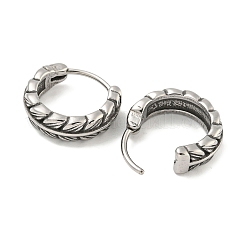 316サージカルステンレスフープピアス  葉  アンティークシルバー  13.5x4.5mm&nbsp;EJEW-D096-09E-AS