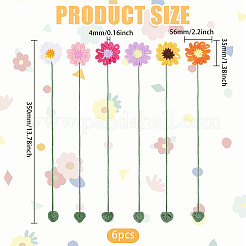 6 Stück Lesezeichen aus Polyester in Blumenform&nbsp;AJEW-GL0003-50A