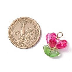 Подвески из латунного стекла с цветами PALLOY-MZ00630-04