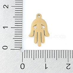 イオンプレーティング（IP）304ステンレスペンダント  アイチャームが付いたハムサの手  18KGP本金メッキ  15.5x9.5x1mm  穴：1mm&nbsp;STAS-P366-71G