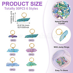 30шт 6 стиля гальванические подвески из натурального кварцевого кристалла&nbsp;PALLOY-TAC0225