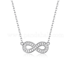 Комплекты из ожерелья и браслетов с подвеской в виде бесконечности из стерлингового серебра с микропаве из прозрачных кубических цирконий JF1593-5