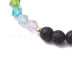 3шт 3 цвета натуральные лавовые бусины эластичные браслеты BJEW-JB11595