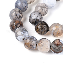 Нити окрашенных и нагретых натуральных агатовых бус с огненным кракелюром&nbsp;G-N359-01A-03