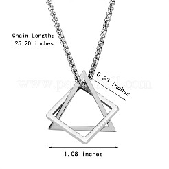 Collana con ciondolo a triangolo e rombo in acciaio inossidabile 304 con catene a scatola&nbsp;JN1045C