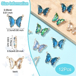 12 шт. латунные подвески-соединители с граненым стеклом&nbsp;FIND-YW0007-51