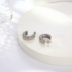 304ステンレススチールアーチスタッドピアス  ハーフフープピアス  ステンレス鋼色  22x8mm&nbsp;FU7272-2