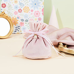 Бархатные сумки для бижутерии с кулиской и пластиковой имитацией жемчуга&nbsp;LS-TP-CJC0001-03C