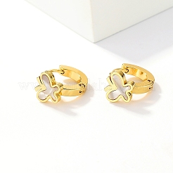 Женские серьги-кольца с бабочками из нержавеющей стали 201 и акриловыми ракушками&nbsp;JF2774-1