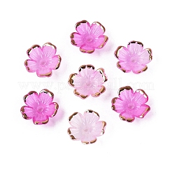 プラスチックビーズキャップ  5  - 花びらの花  ツートン  ゴールドライン入り  マゼンタ  10~11x10~11x4mm  穴：1.6mm  約2000個/袋&nbsp;KY-Q005-04A-06