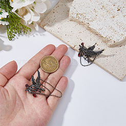 Готический стиль ворона с розовым сплавом горный хрусталь подвеска броши цепи&nbsp;JEWB-WH0020-108