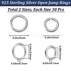 60 шт. 2 стиля 925 открытых соединительных кольца из стерлингового серебра&nbsp;STER-BBC0006-21