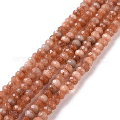 染め天然マレーシアジェイド翡翠ロンデルビーズ連売り  多面カット  ライトコーラル  4x2~3mm  穴：1mm  約110~115個/連  14インチ&nbsp;X-G-E316-2x4mm-42