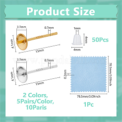 10 пара из 925 сережек-гвоздиков из стерлингового серебра с 50 пластиковыми гайками и 1 квадратными салфетками из замши для полировки серебра&nbsp;FIND-DC0006-45