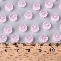 Fgbグレードaドローベンチスタイルガラスシードビーズ  ロンデル  模造キャットアイビーズ  パールピンク  7.5x4.5mm  穴：1.2~1.4mm  約1250個/ポンド&nbsp;SEED-Q040-02A-13