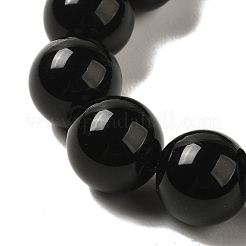 Braccialetti rotondi con perline intrecciate in pietra nera naturale da 12.5 mm per donna uomo&nbsp;BJEW-C060-01E