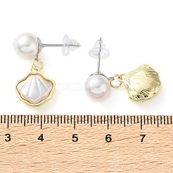 Muschelförmige Ohrstecker aus Legierung&nbsp;EJEW-F408-01G