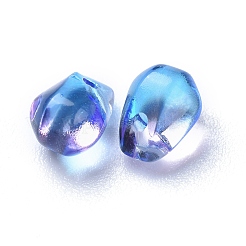 クリアガラスチャーム  染め＆加熱  多面カット  ティアドロップ  ドジャーブルー  6x5.5x6.5mm  穴：0.8mm&nbsp;X-GLAA-O017-02B