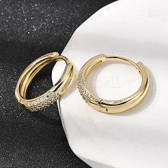 Серьги-кольца из латуни с прозрачным кубическим цирконием&nbsp;EJEW-L308-03G