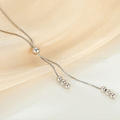 Регулируемые 925 серебряные 3 круглых бусины лариат ожерелья для женщин FS-WGC81C4-01