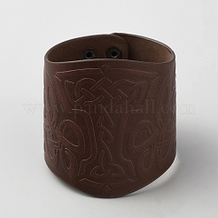 Браслет из искусственной кожи с ведьминским узлом и пряжками из сплава BJEW-WH0020-63B-01