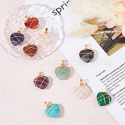 10шт 10 стиля подвески из натуральных и синтетических смешанных драгоценных камней&nbsp;G-FH0002-26