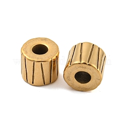 イオンプレーティング（IP）304ステンレススチールヨーロピアンビーズ  大穴ビーズ  コラム  ゴールドカラー  11x10mm  穴：5mm&nbsp;STAS-P173-077G