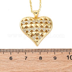 Латунные микропаве прозрачные кубические цирконии ожерелья с подвеской в виде сердца для женщин NJEW-S438-07A-G